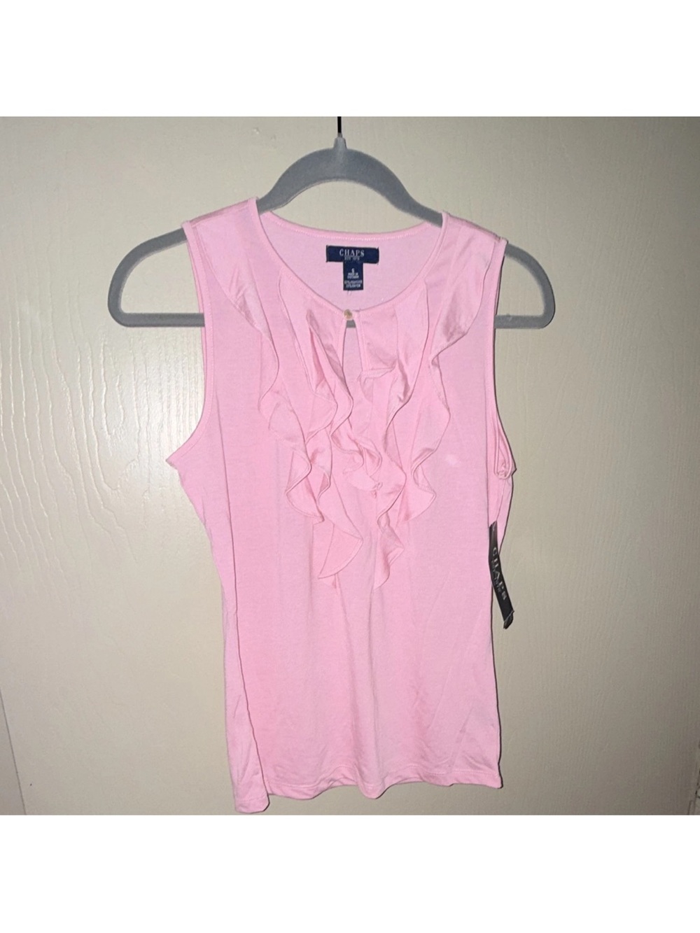 Chaps Pink Ruffle Front Sleeveless Camisole